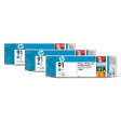 C9483A - HP Inkjet Cartridge C9483A (91) Cyan Multi Pack (3 x 775ML)