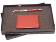 PEN SET 22 - Wooden Name Card Case, Wooden Pewter Roller Pen