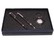 PEN SET 08 - Metal MB-Ball Pen, Metal MB-Roller Pen, Leather Keychian With Clock