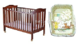 Cot Bed 4 in 1 SD865 with Latex Matress & Classic Pooh 7pc Beeding Package