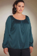 New Silk Evening Blue Top Sleeves Blouse size 14 to 18