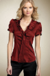 New Ruby Red Ruffle Neck Blouse size 3X fit 24 - 28