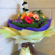 Graduation Floral Arrangements - Single graduation bear with 10 Gerbera bouquet