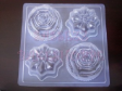 ROUND FLOWER MOTIF Clear Plastic Jelly Mould,4 in 1