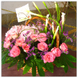 Floral Basket Arrangements with 7 Calla Lilies, 12 Roses & 1 Hydrangea