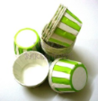 Muffin Cake Baking Paper Cup/Case-Pleated-GREEN & WHITE(S)-20pcs