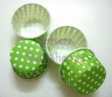 Muffin Cake Baking Paper Cup/Case-Pleated-GREEN W WHITE DOTS(M)-20pcs