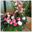 Floral Basket Arrangements with 1 Cymbidium & 12 Roses