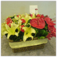 Floral Basket Arrangements with 3 Lilies & 3 Anthuriums