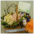 Floral Basket Arrangements with 2 Hydrangeas & Eustomas