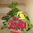 Floral Basket Arrangements with 3 Anthuriums & 18 Rose