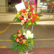 Congratulatory Floral Arrangement with 1 Brassica, 10 Gerberas, 12 Roses & 10 Dendrobiums