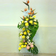 Congratulatory Floral Arrangement with 5 Bird of Paradise, 5 Mum flower & 10 Gerberas