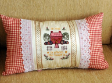 Tabby Cameo Embroidery Oblong Handmade Cushion Red