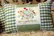 Tabby Cameo Embroidery Oblong Handmade Cushion Green
