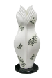 The Classic Black And White Collection Kebaya Sculpture Lamp Series 05 Hand Painted Red Hibiscus Motif.