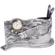 Arowana Desk Collectibles-Table Clock/Pen Holder